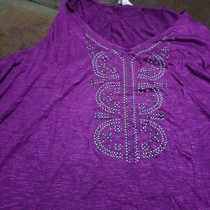 Faded Glory Purple Embellished Blouse 4x